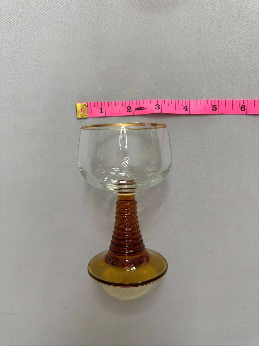Vintage Luminarc France Amber Beehive Bourbon Cocktail Wine Glasses Set of 2